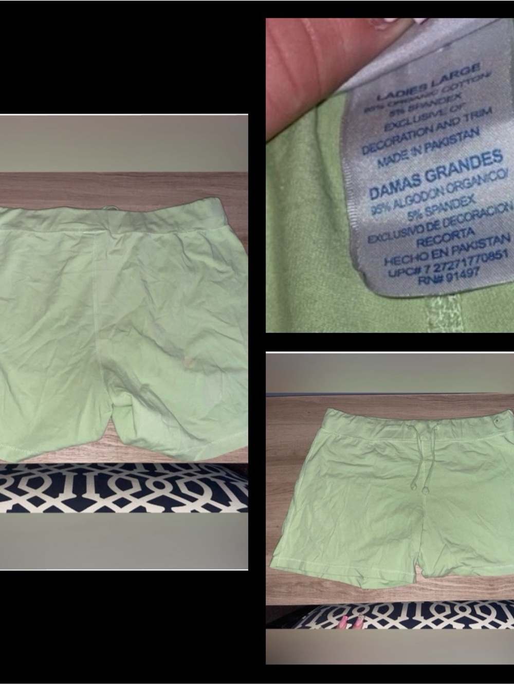 2 pairs of Champion activewear women’s shorts a Green pair and A Salmon pair